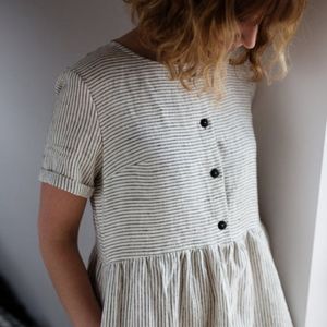 Handmaid Striped Black and White Linen Dress